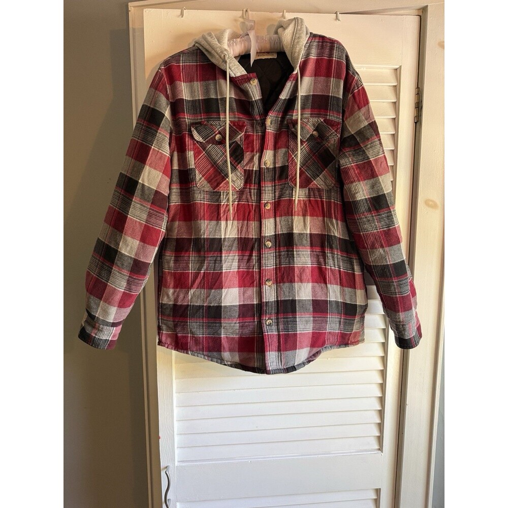 Wrangler Authentics Mens M Flannel Plaid Shirt Jacket Utility Cabincore Workwear